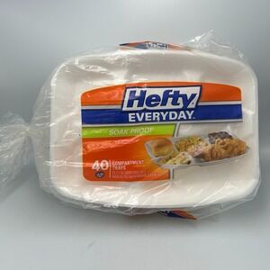 Hefty Foam Trays Plates Divided Soak Proof Compartment 9 x 11 inches Styrofoam